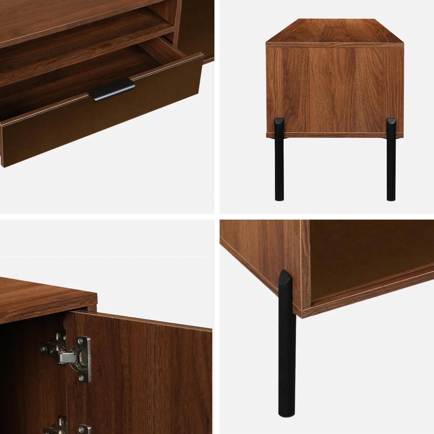 Vintage walnoot TV-meubel met houteffect 151,5 cm