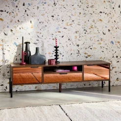 Vintage walnoot TV-meubel met houteffect 151,5 cm