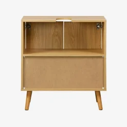 Vintage wastafelonderkast met houtdecor