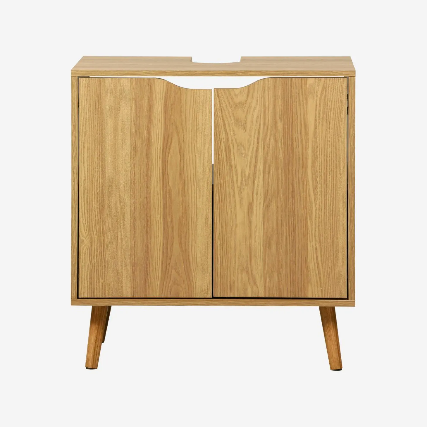 Vintage wastafelonderkast met houtdecor
