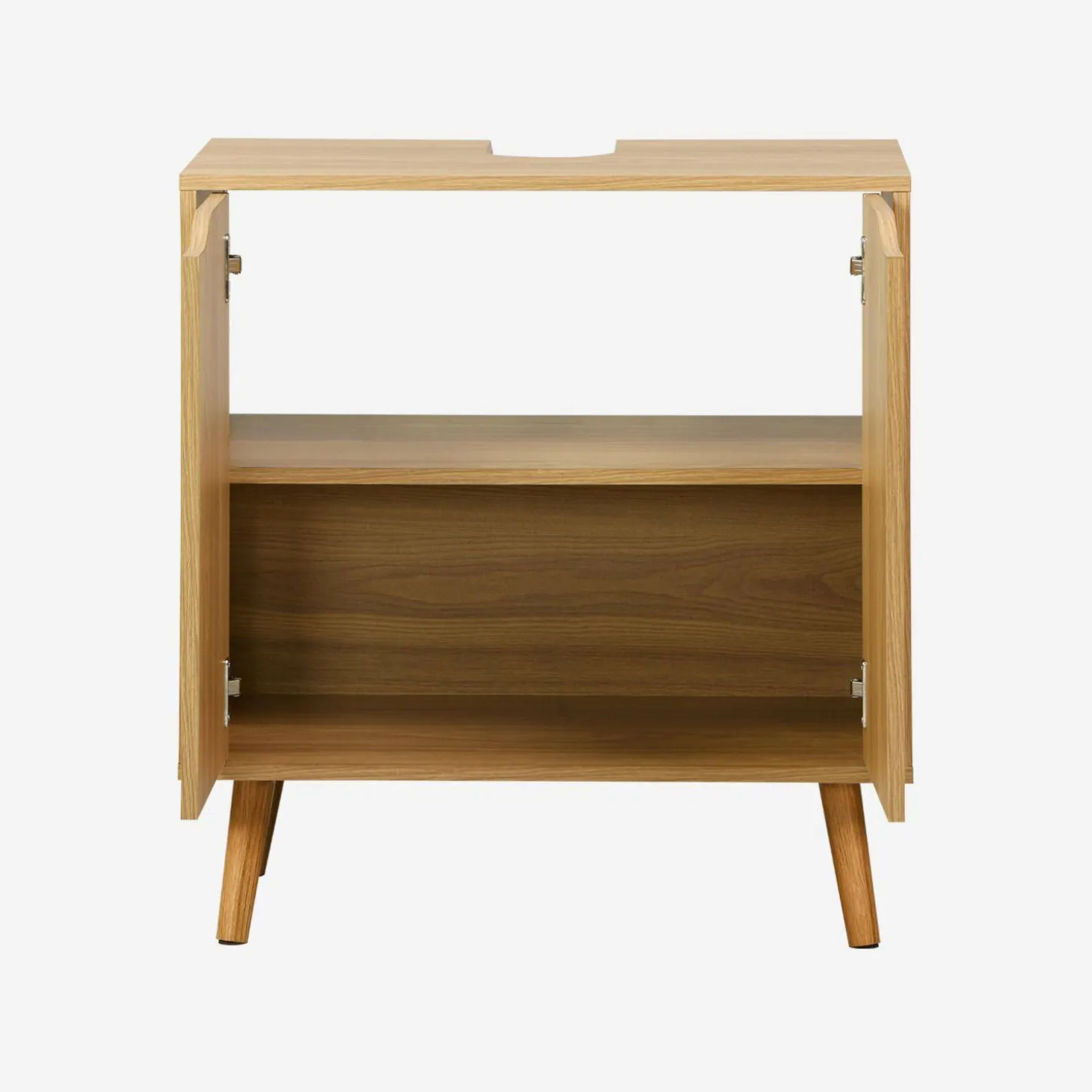 Vintage wastafelonderkast met houtdecor