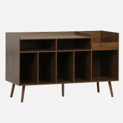Vintage XL vinylmeubel met donker houteffect 130cm