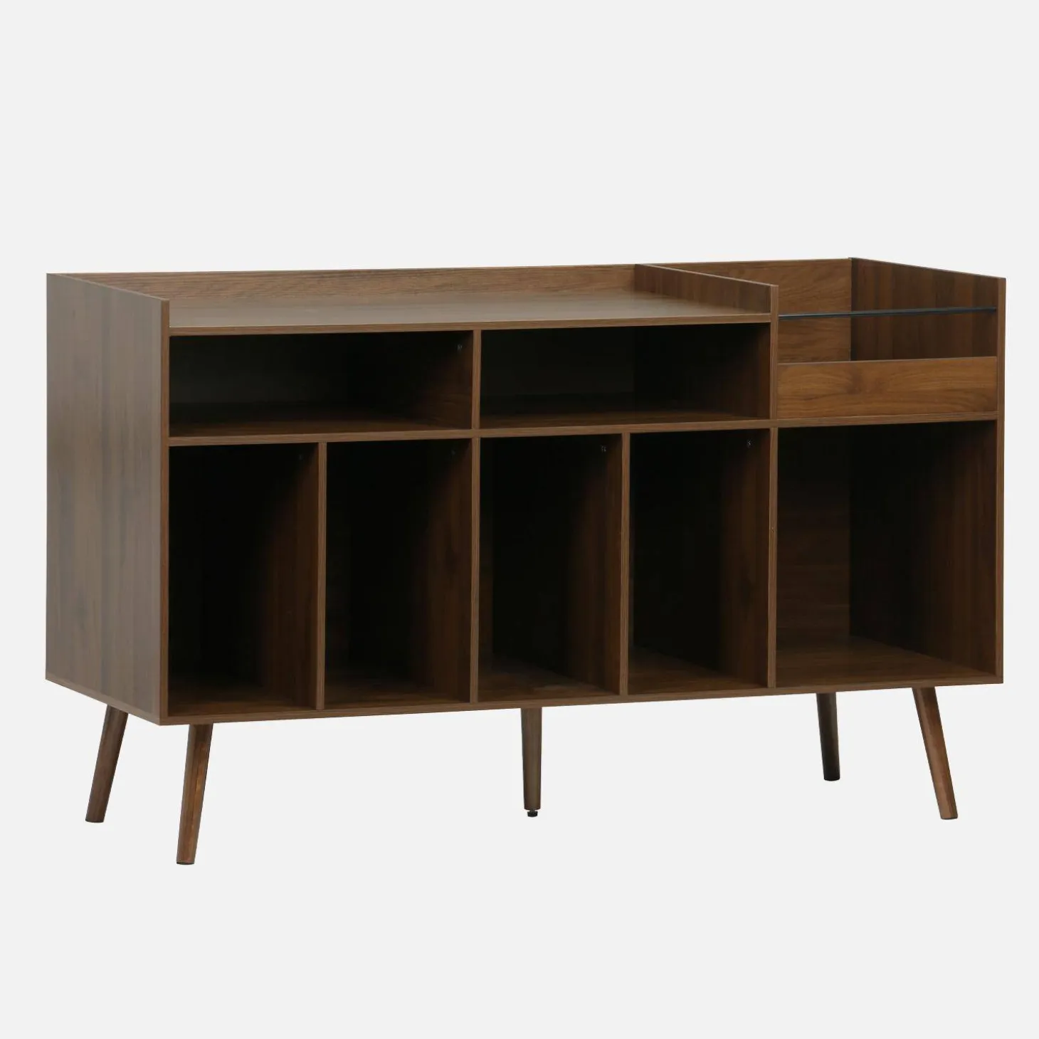 Vintage XL vinylmeubel met donker houteffect 130cm