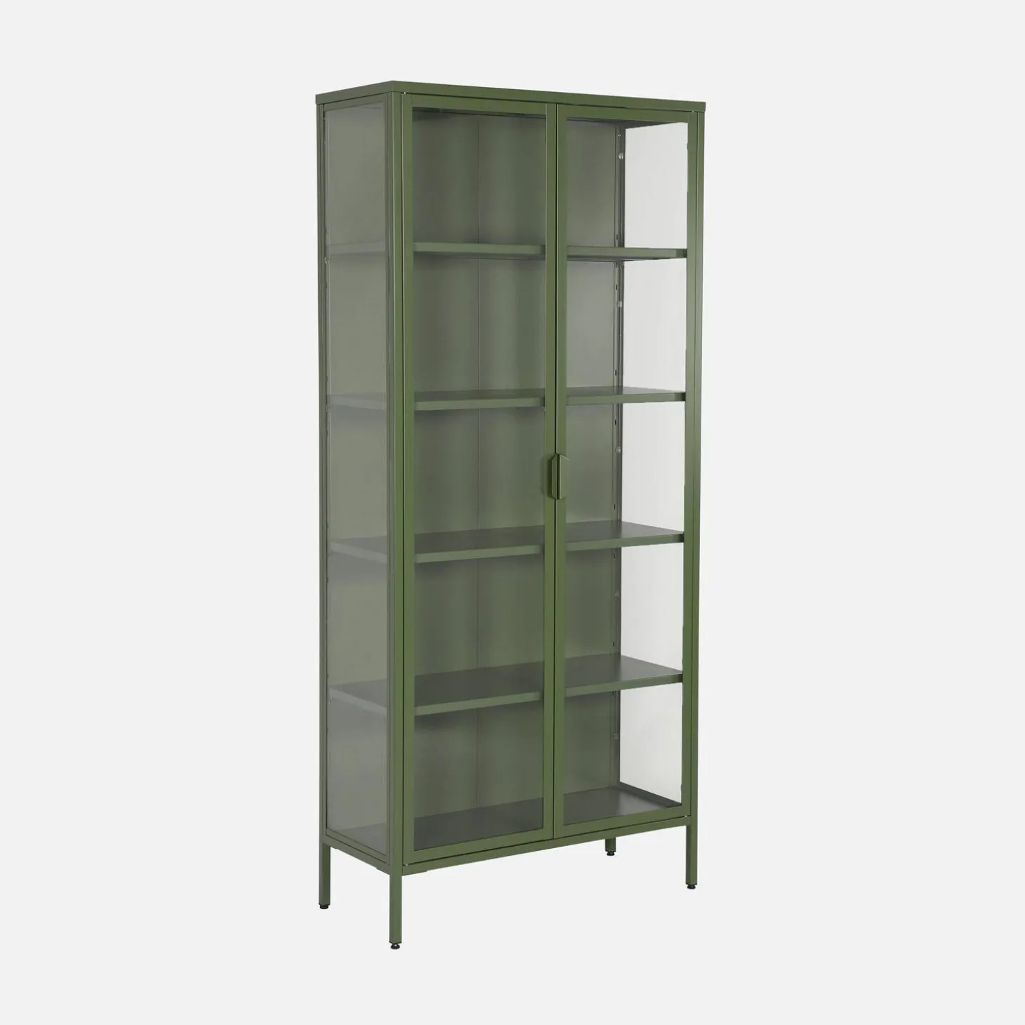Vitrinekast gehard glas en staal 2 deuren 180cm