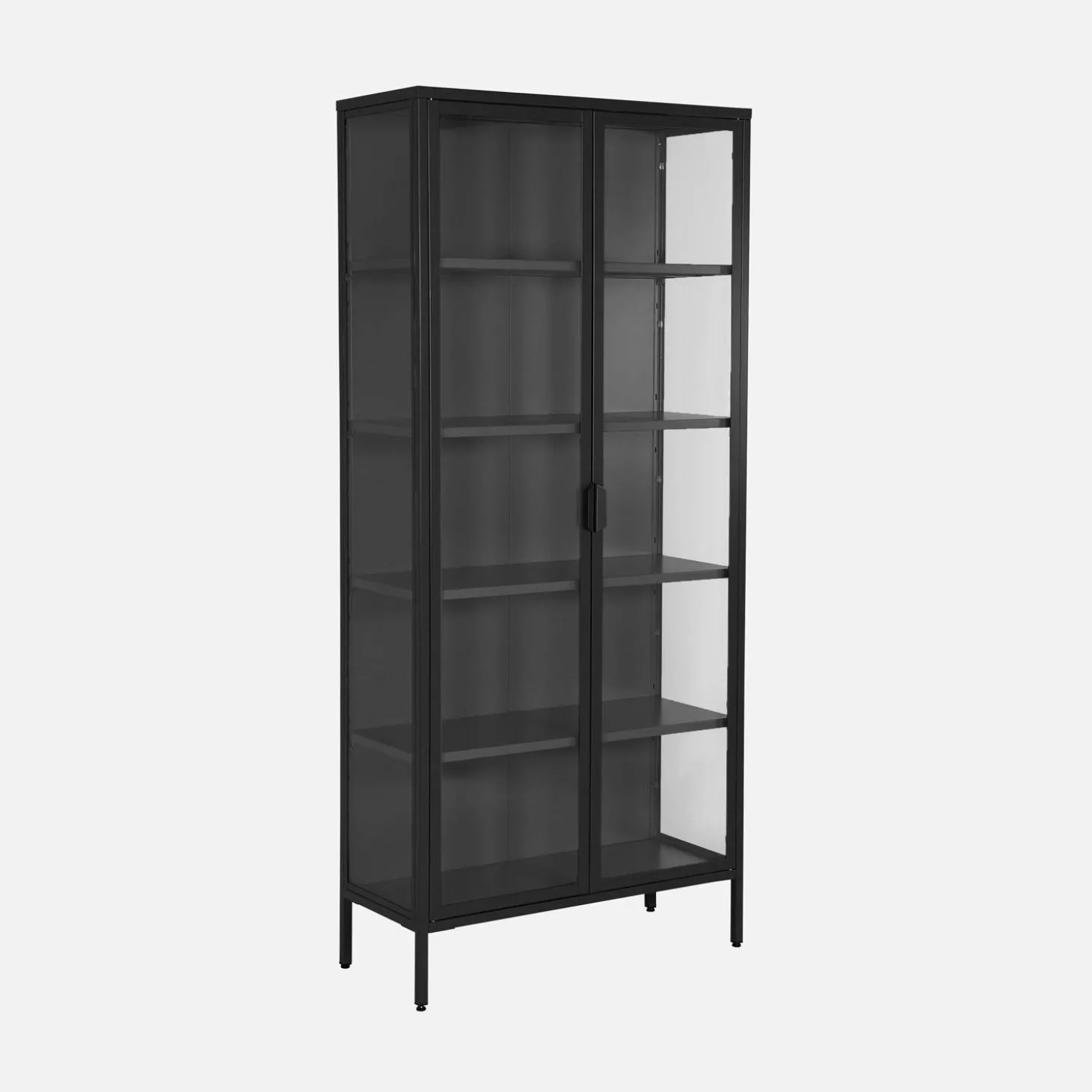 Vitrinekast gehard glas en staal 2 deuren 180cm