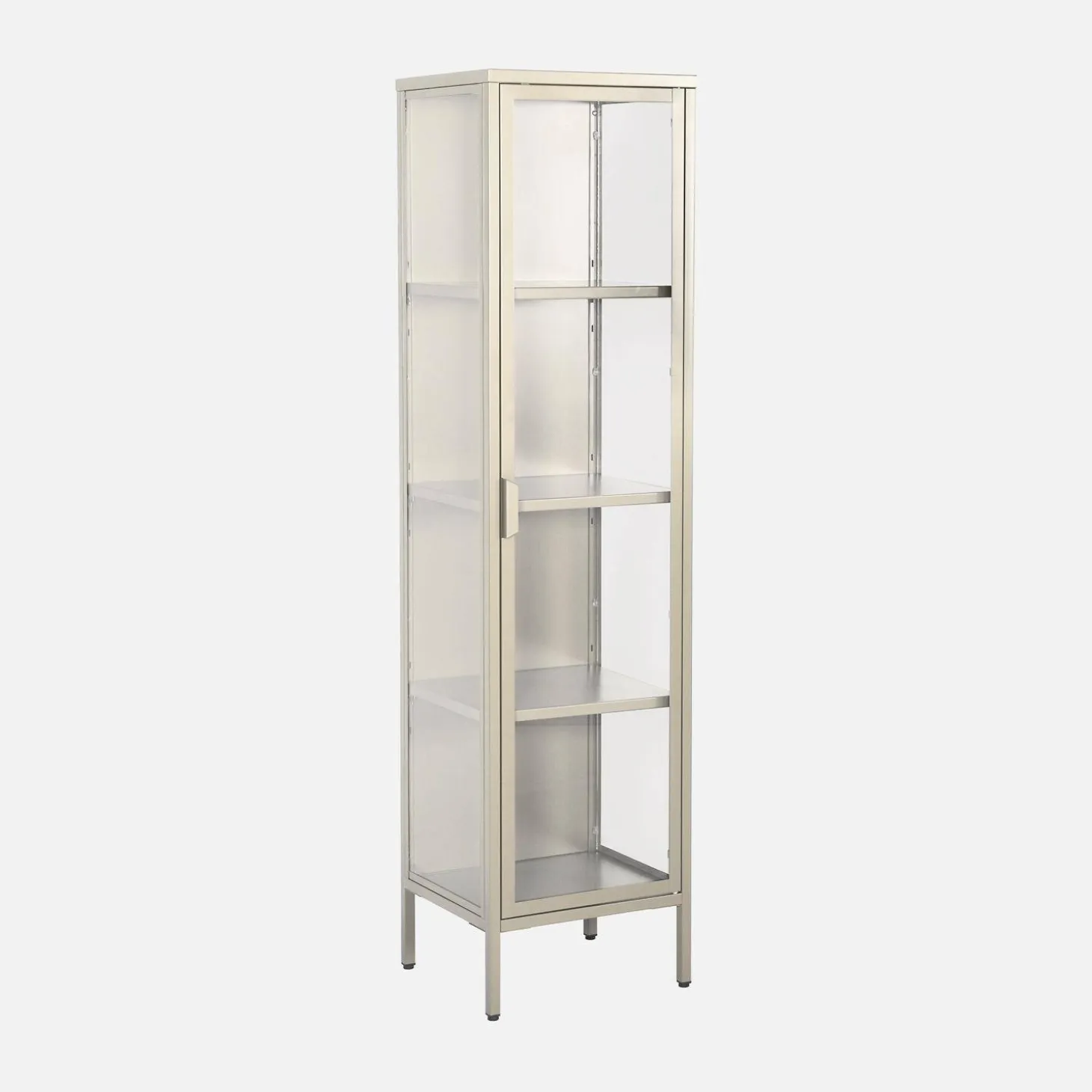 Vitrinekast gehard glas en staal 1 deur 160cm