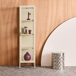 Vitrinekast gehard glas en staal 1 deur 160cm