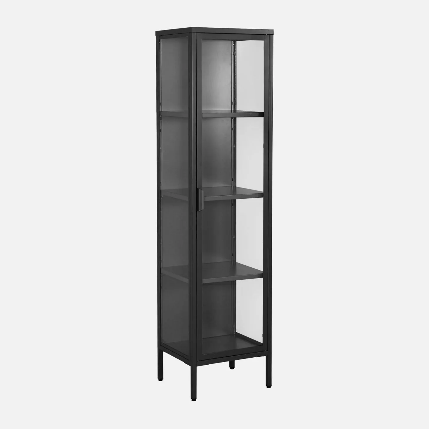 Vitrinekast gehard glas en staal 1 deur 160cm