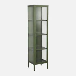 Vitrinekast gehard glas en staal 1 deur 160cm