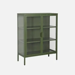 Vitrinekastje gehard glas en staal 2 deuren 80cm