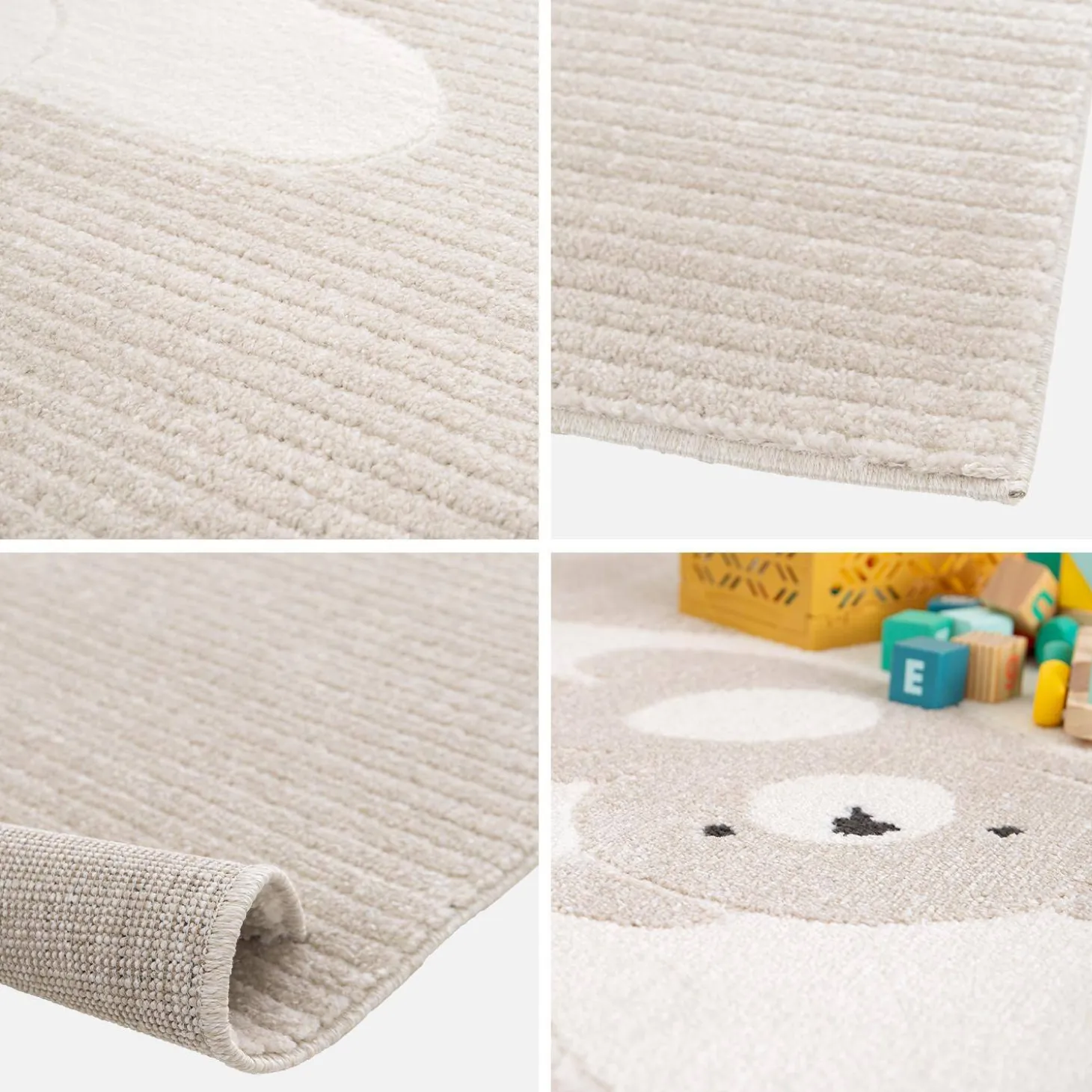Vloerkleed beige/crème, teddybeer