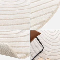 Vloerkleed interieur met verhoogd golfpatroon crème
