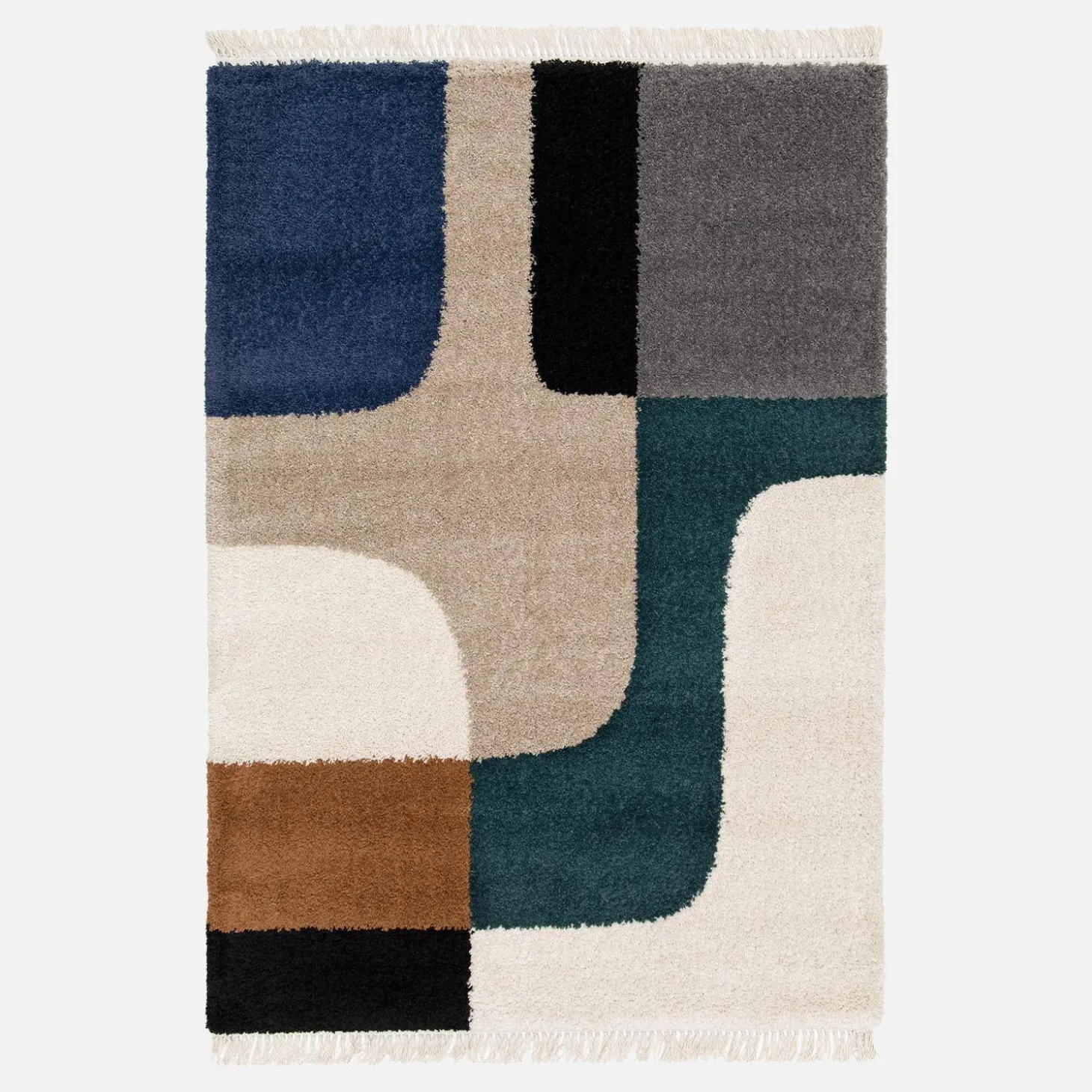 Vloerkleed met geometrisch patroon meerkleurig shaggy
