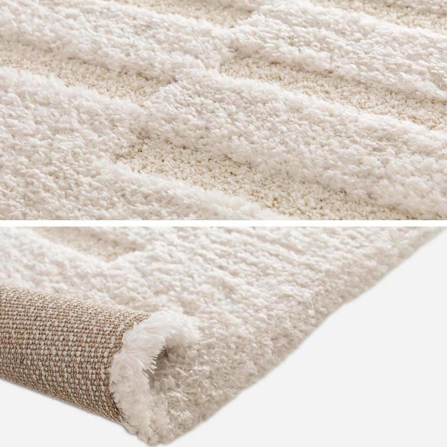Vloerkleed met reliëfpatroon voor binnen crème