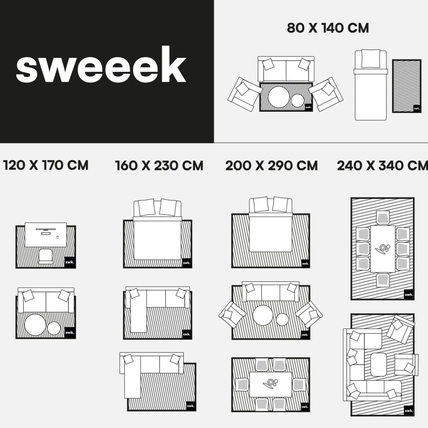 Vloerkleed oker-wit gestreept voor binnen