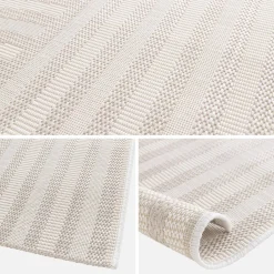 Vloerkleed voor binnen en buiten, beige boogpatroon, 100% gerecycled polyester
