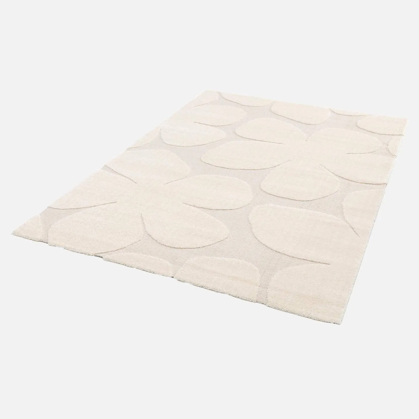 Vloerkleed voor binnen met bloemenpatroon crème