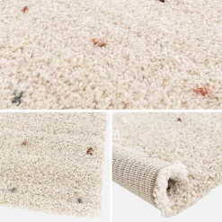 Vloerkleed voor kinderen binnen, crèmekleurig met meerkleurige stippen