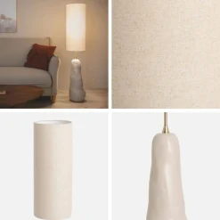 Vloerlamp voor binnen van keramiek en stof Ø27cm