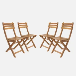 Vouwbare acacia tuinstoel (Set van 4)