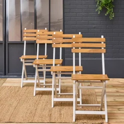 Vouwbare acacia tuinstoel (Set van 4)