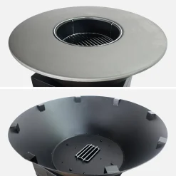 Vuurkorf barbecue Ø81,5cm met grillrooster, opbergruimte, deksel en gereedschap