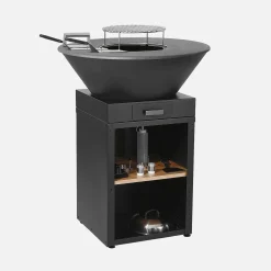 Vuurkorf barbecue Ø81,5cm met grillrooster, opbergruimte, deksel en gereedschap