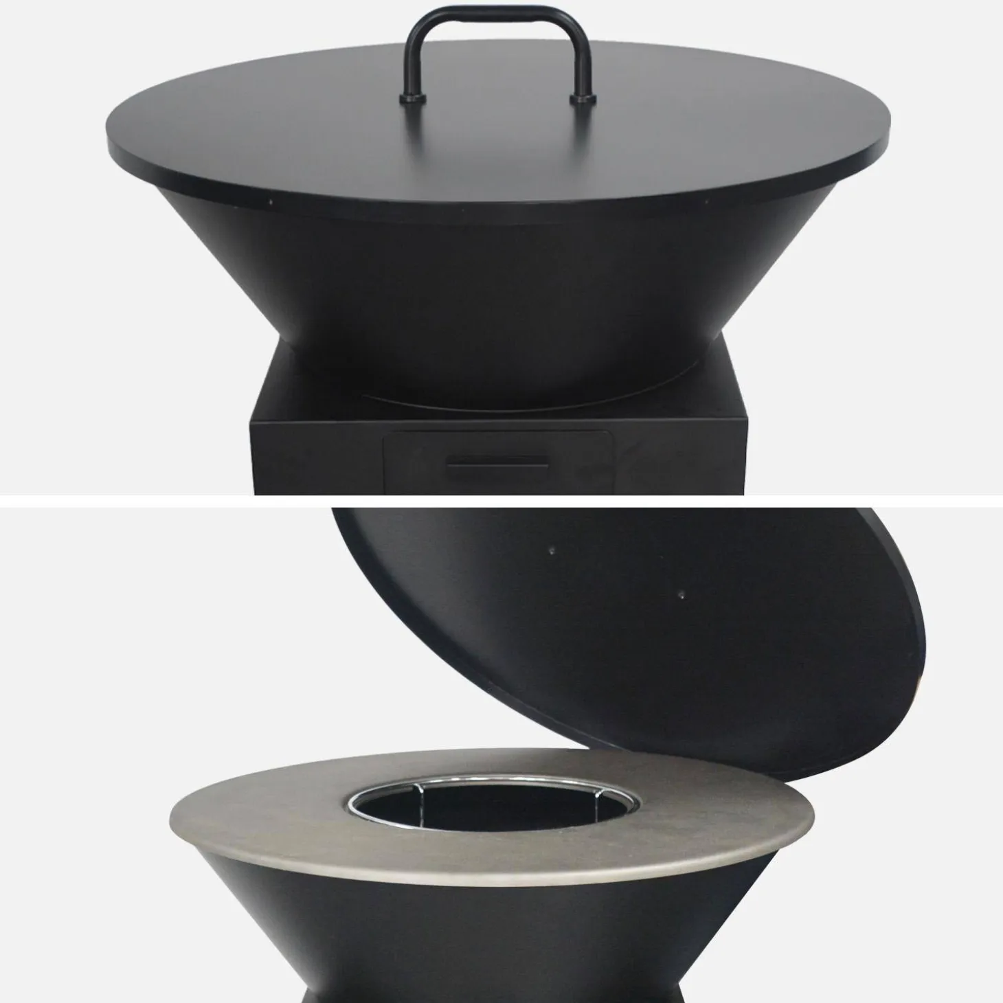Vuurkorf barbecue Ø81,5cm met grillrooster, opbergruimte, deksel en gereedschap