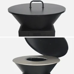 Vuurkorf barbecue Ø81,5cm met grillrooster opbergruimte en deksel
