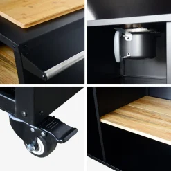 Vuurschaal Ø80cm, grillrooster, houtopslag + beschermhoes