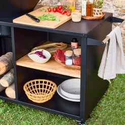 Vuurschaal Ø80cm, grillrooster, houtopslag + beschermhoes
