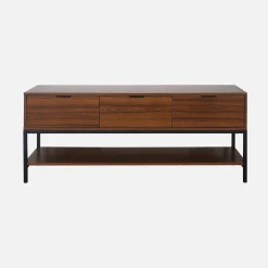 Walnootkleurig houten TV-meubel met 3 laden