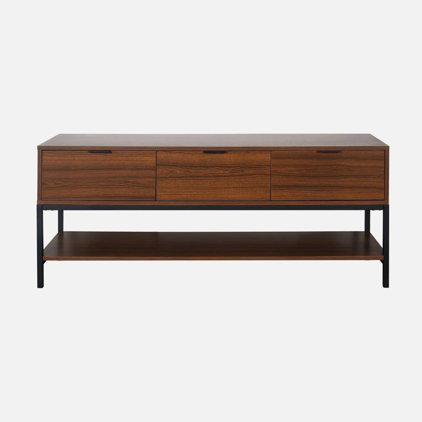 Walnootkleurig houten TV-meubel met 3 laden