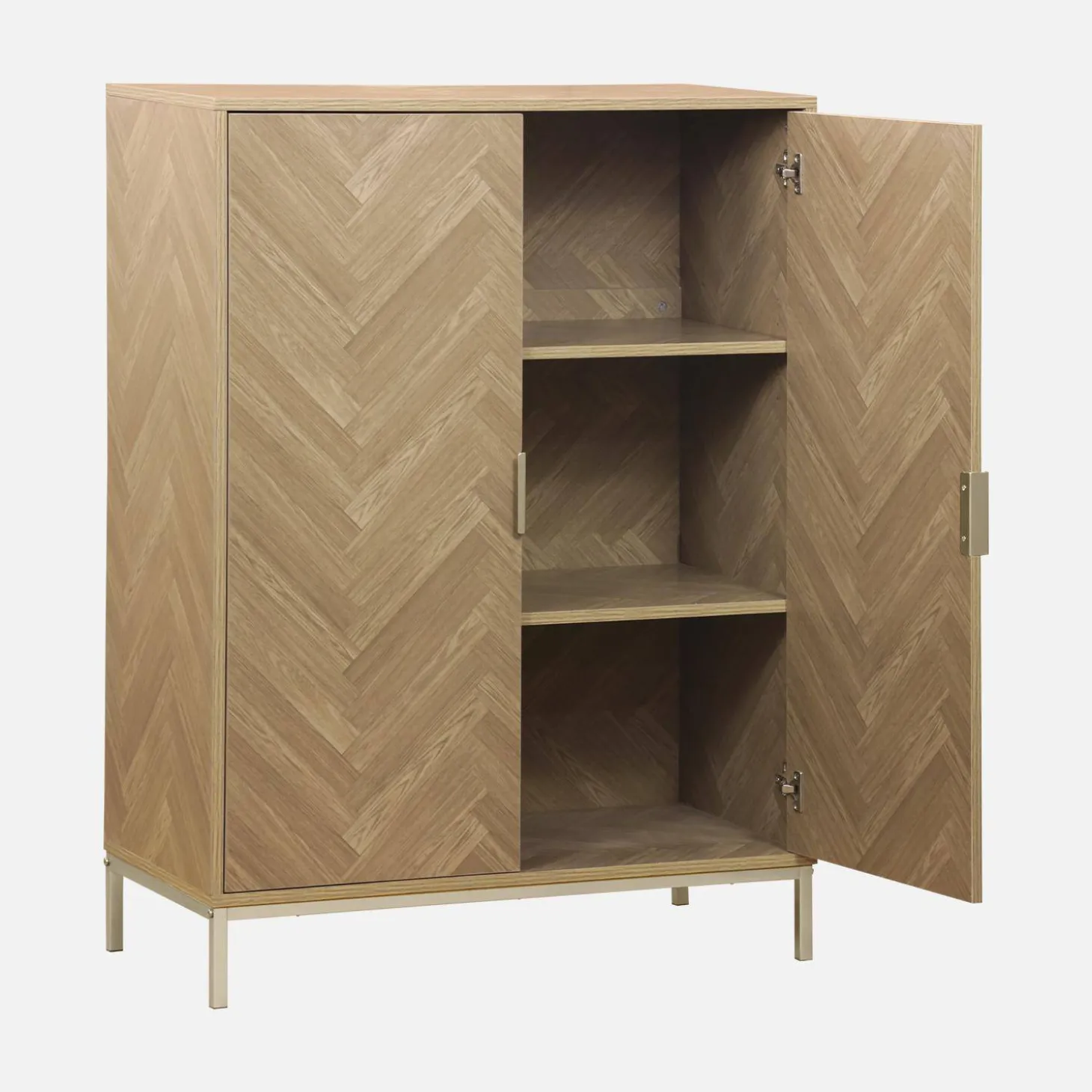 Wandkast 2 deuren houtdecor visgraatmotief 80cm