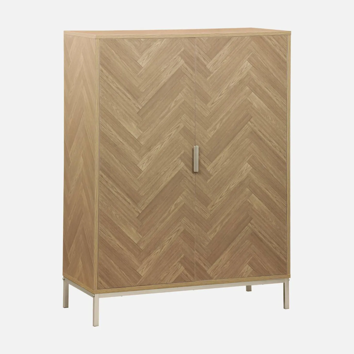 Wandkast 2 deuren houtdecor visgraatmotief 80cm