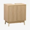 Wastafelmeubel met gegroefde deuren houtdecor