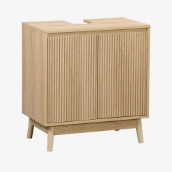 Wastafelmeubel met gegroefde deuren houtdecor