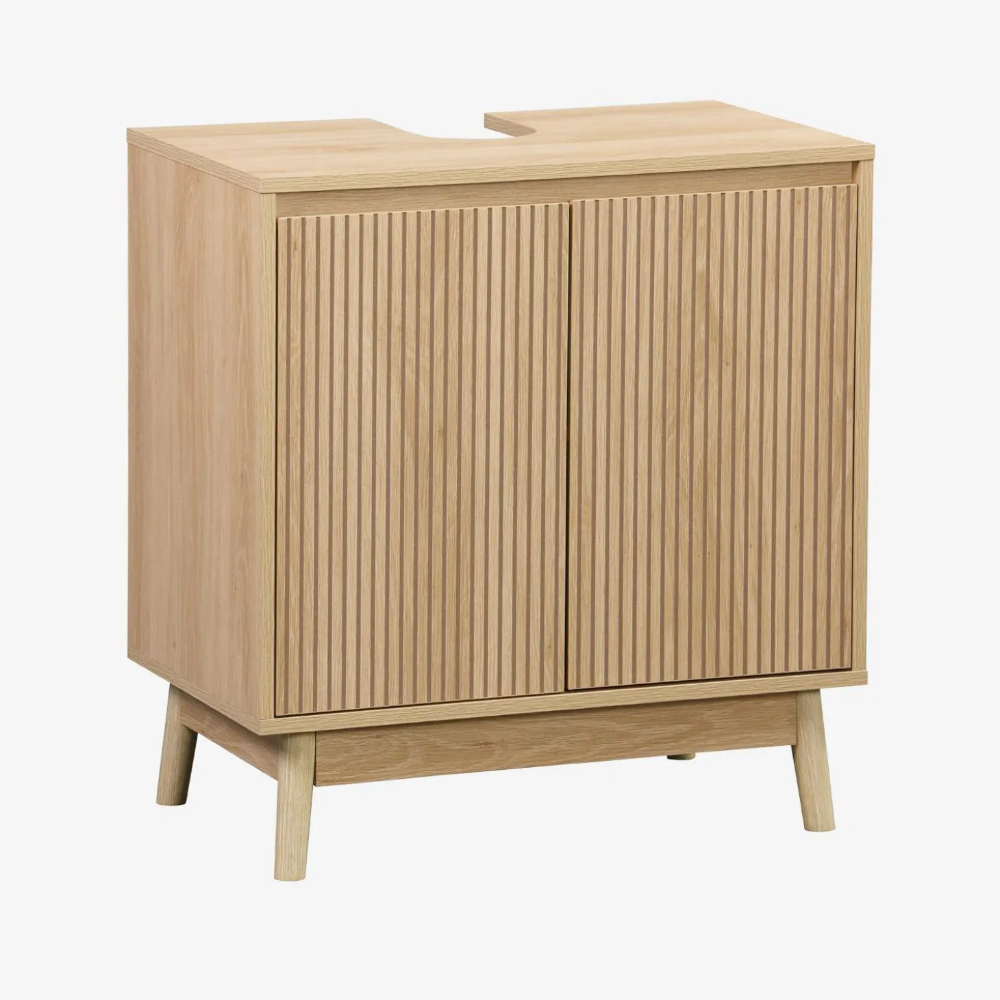 Wastafelmeubel met gegroefde deuren houtdecor