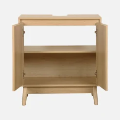 Wastafelmeubel met gegroefde deuren houtdecor