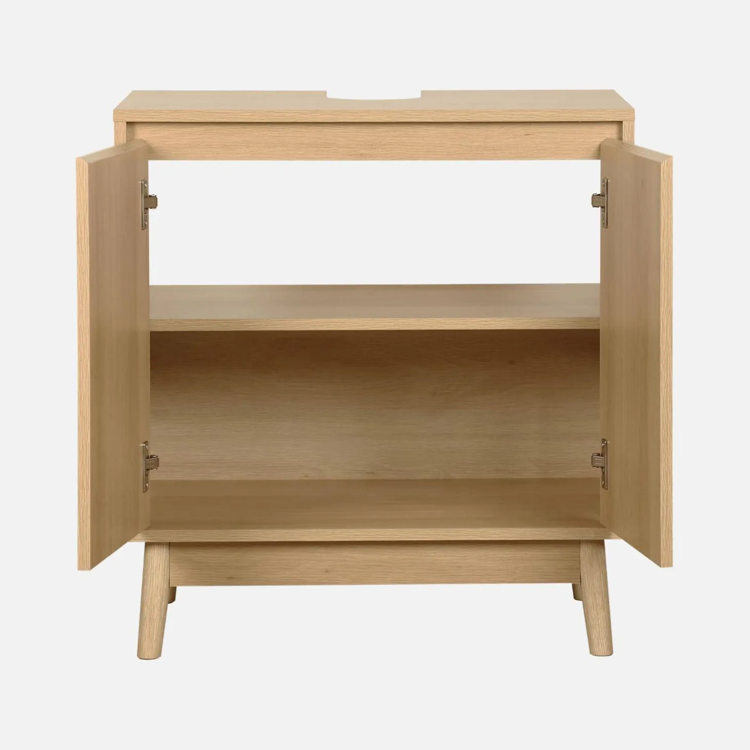 Wastafelmeubel met gegroefde deuren houtdecor