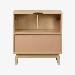Wastafelmeubel met gegroefde deuren houtdecor