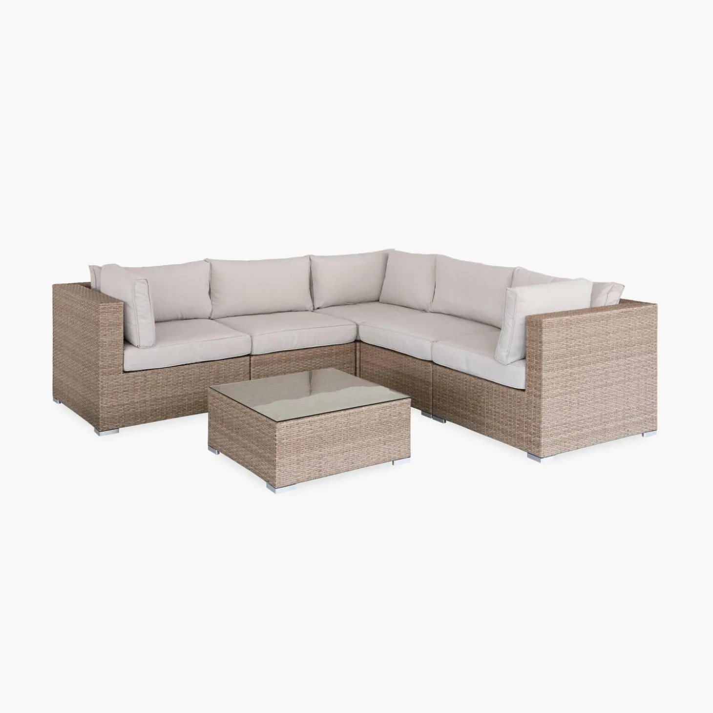Wicker hoek loungeset 5 plaatsen