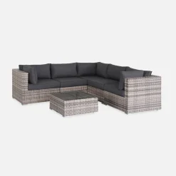 Wicker hoek loungeset 5 plaatsen