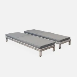 Wicker ligbed, set van 2