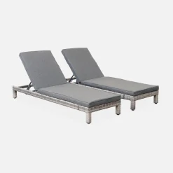 Wicker ligbed, set van 2