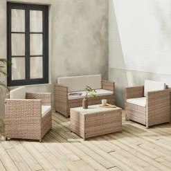 Wicker loungeset 4 plaatsen