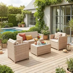 Wicker loungeset 4 plaatsen