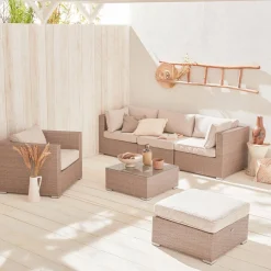 Wicker loungeset 5 plaatsen
