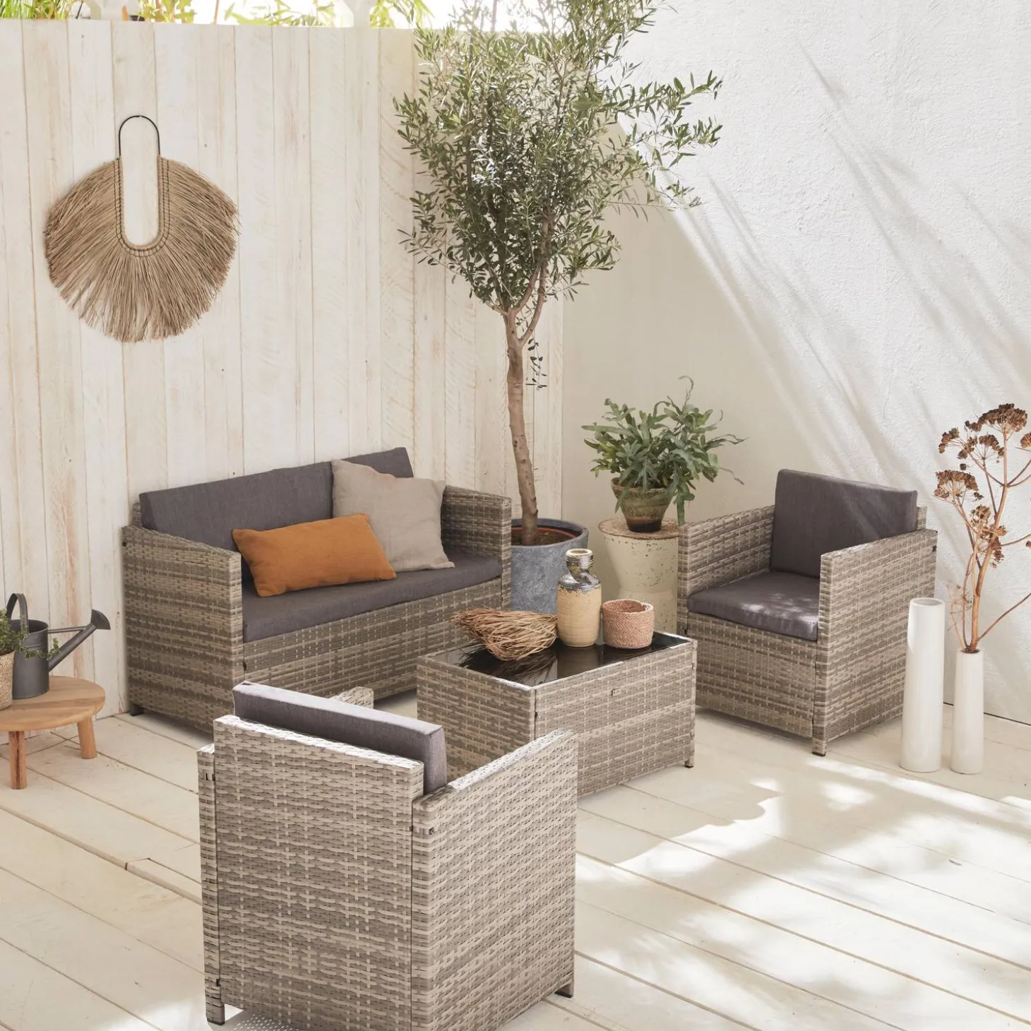 Wicker loungeset 4 plaatsen