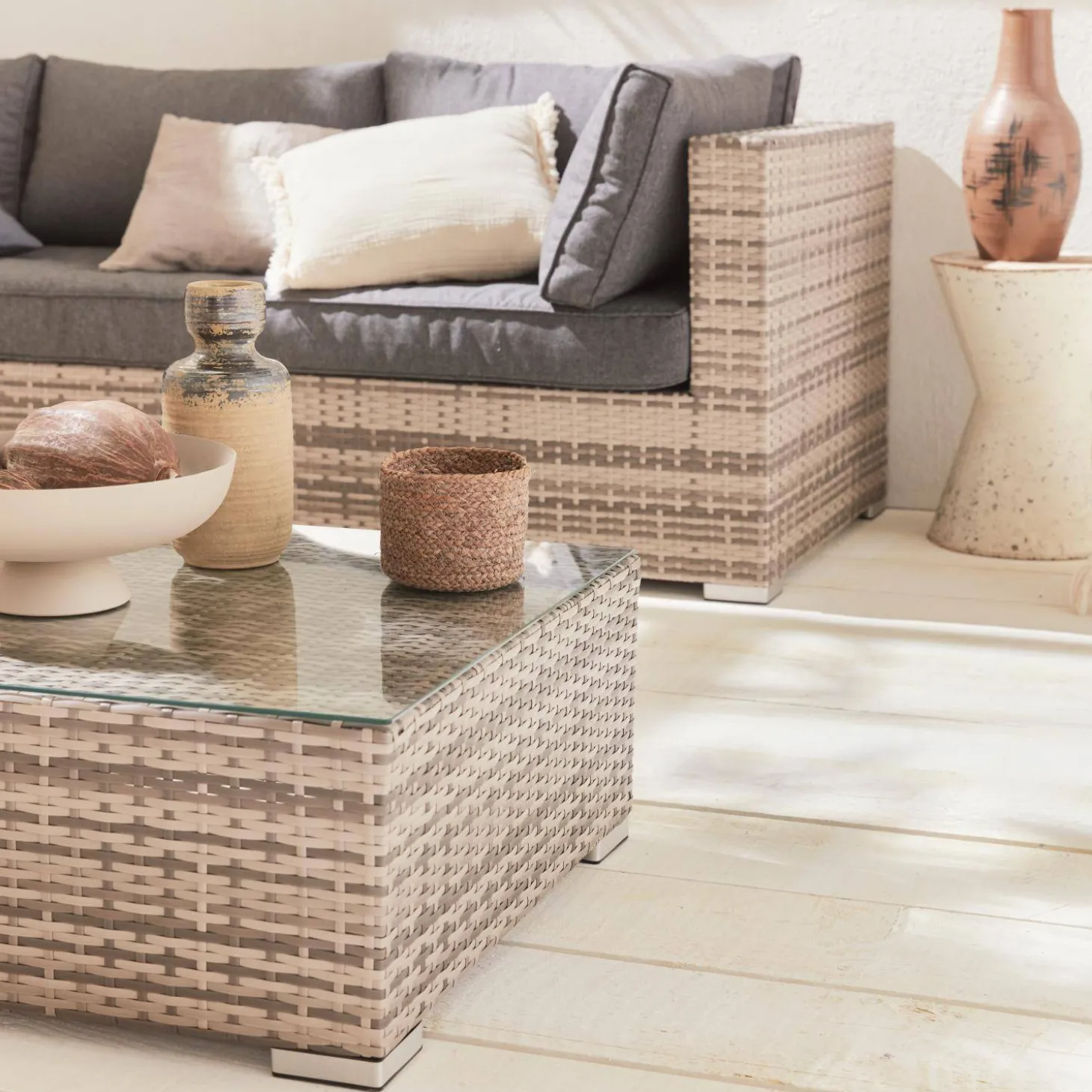 Wicker loungeset 12 tot 14 plaatsen